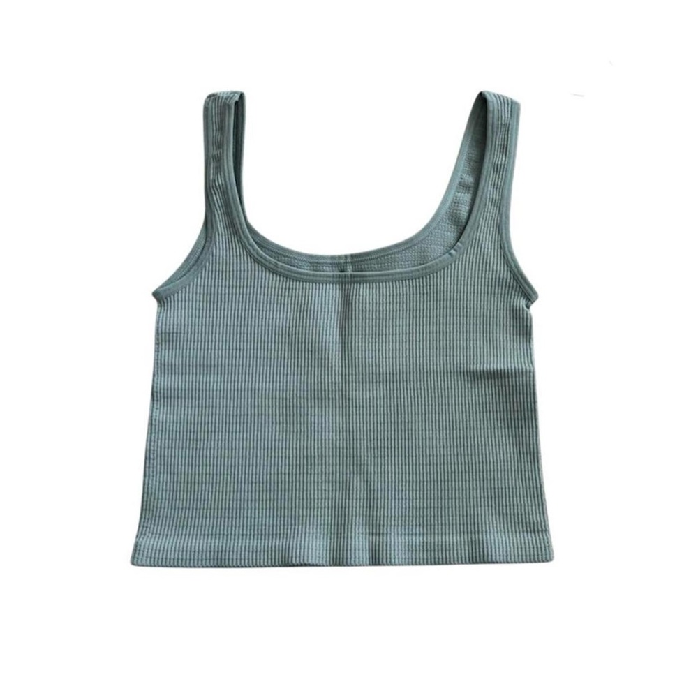 Light Blue Green Ribbed Tank Top - Picture 2 of 4